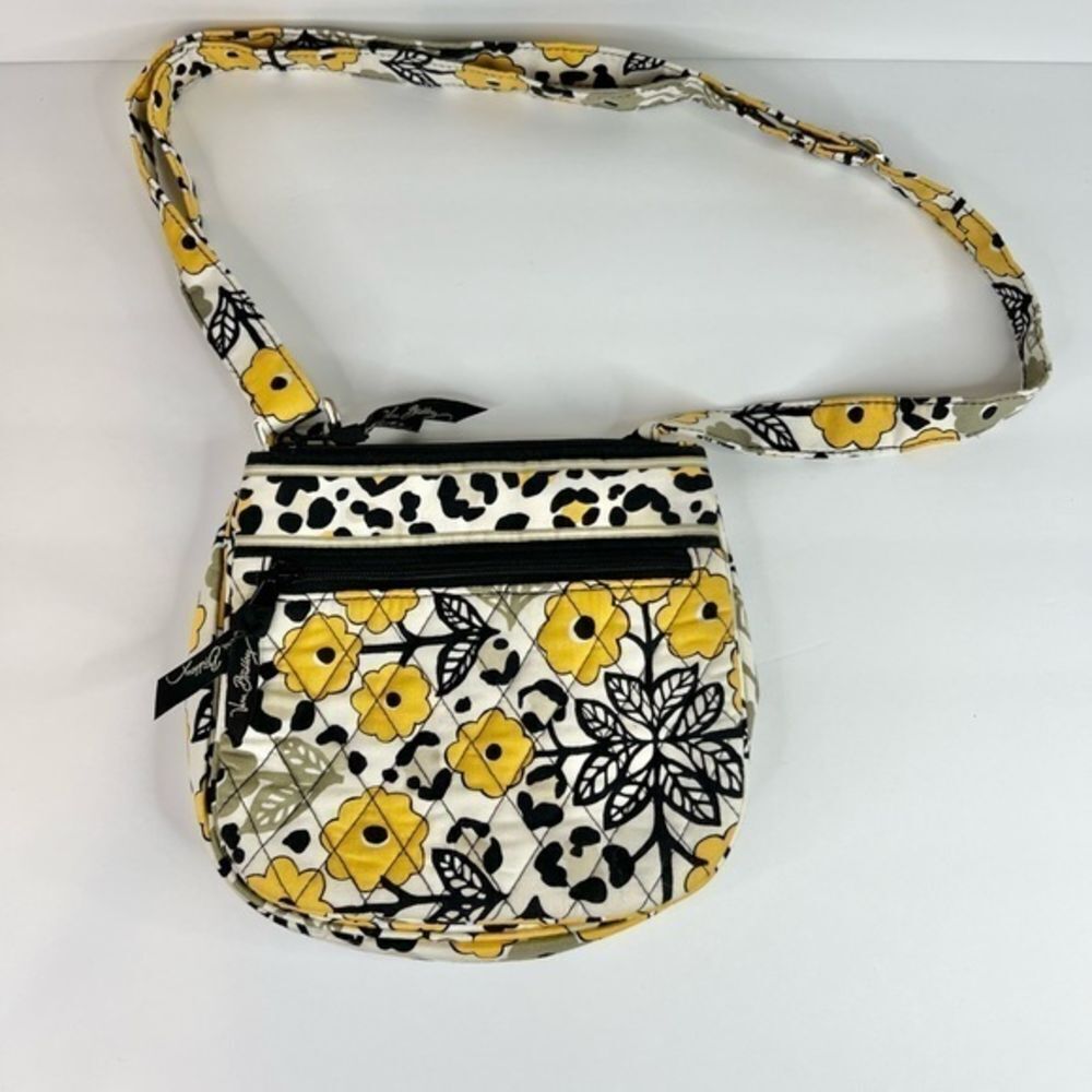Vera‎ Bradley Little Flap Hipster Go Wild Yellow White Black Crossbody